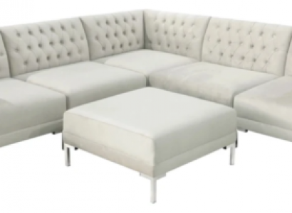 Beige corner sofa champagne white Chesterfield couch textile luxury furniture corner set